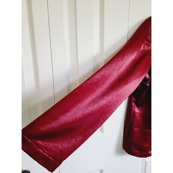 Chico's 3 Maroon Collared Button Up Jacket Silky Material Lined L/S XL - Picture 6 of 6